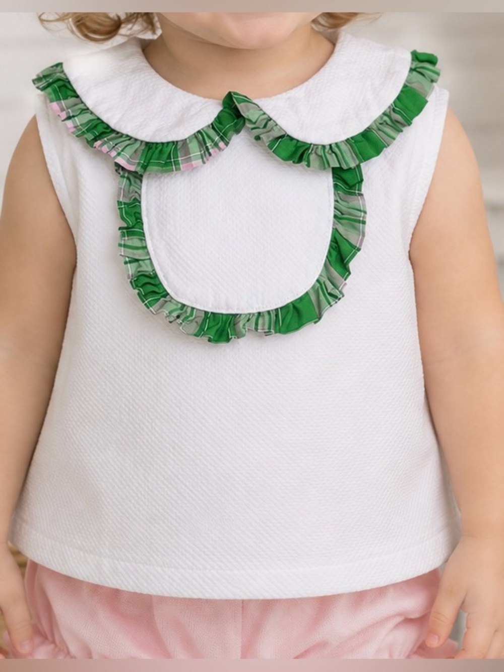 Two Girls and a Boy 3T Plaid Ruffle Peter Pan Collar Top Toddler Girls